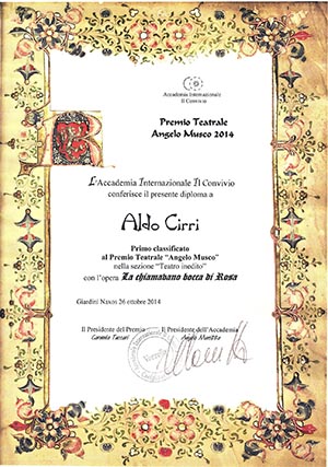 2014 IL CONVIVIO LA CHIAMAVANO BOCCA DI ROSA ATTESTATO